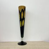 Grand vase en verre jaune et noir, années 1970