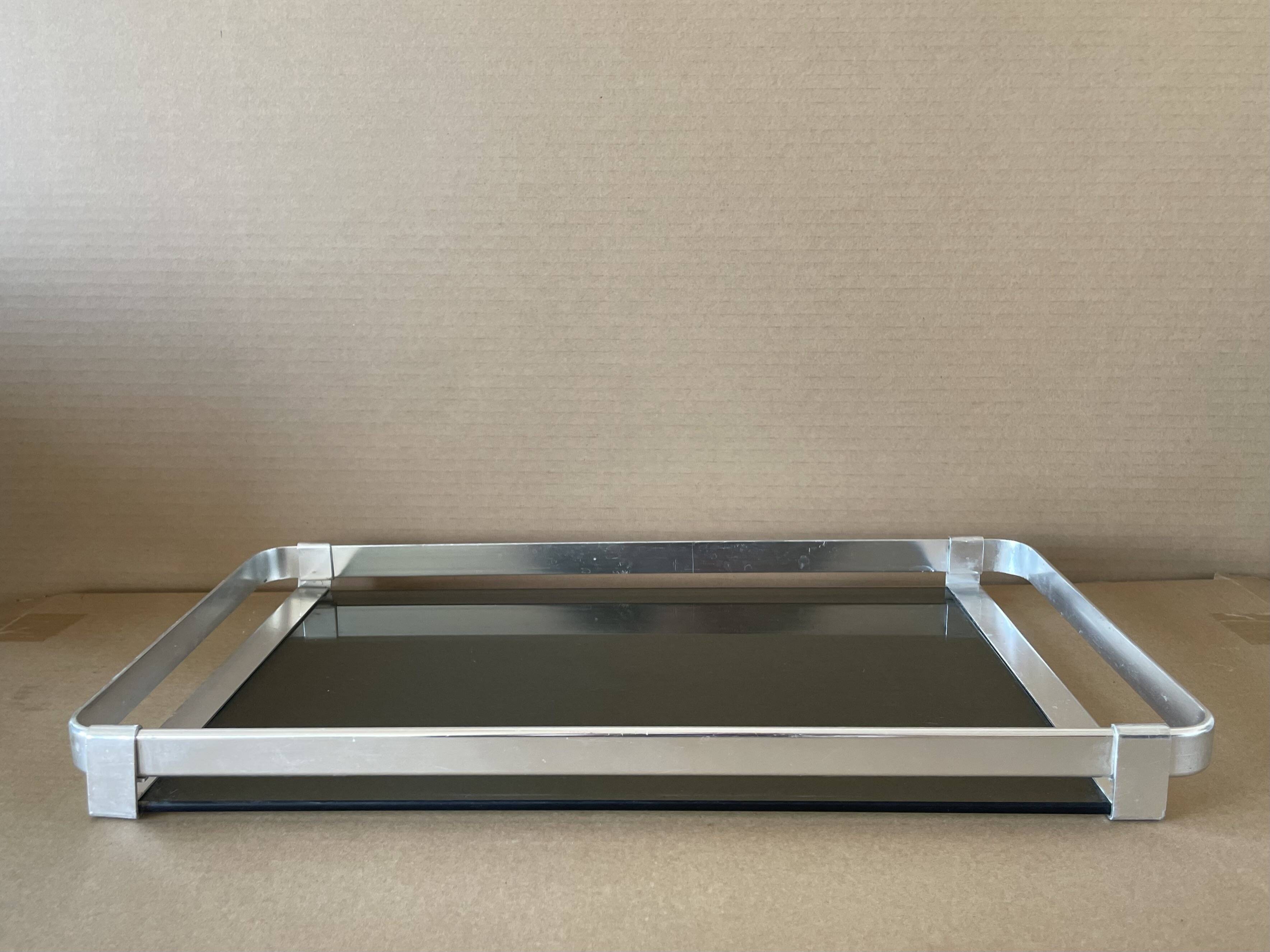 70s smoked glass tray