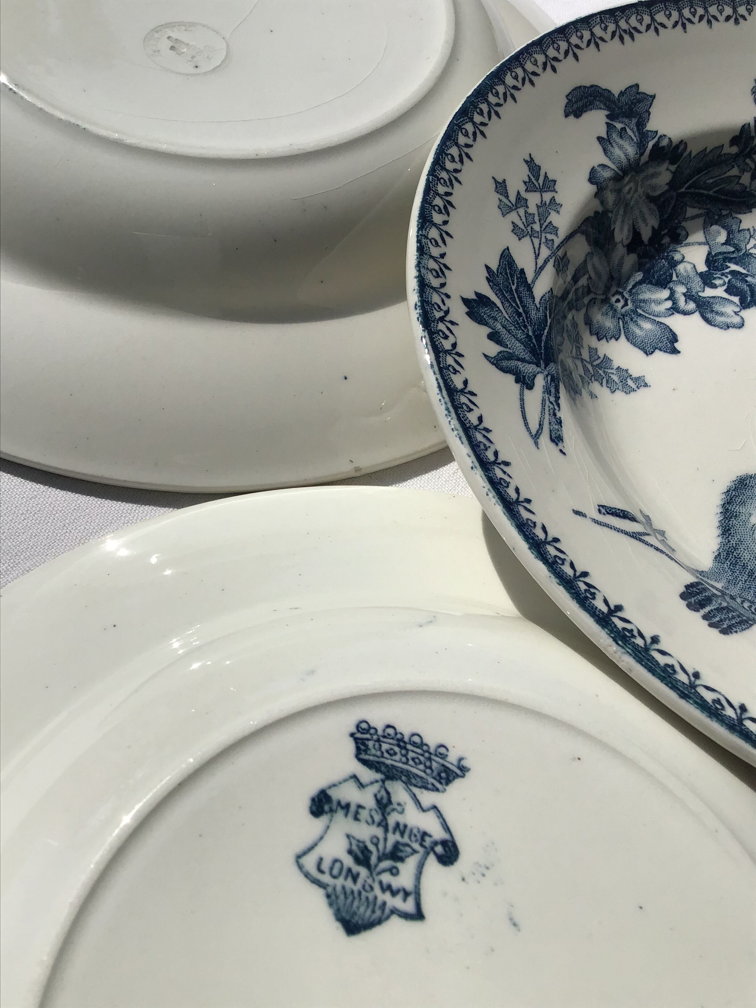 6 Longwy dark blue hollow plates