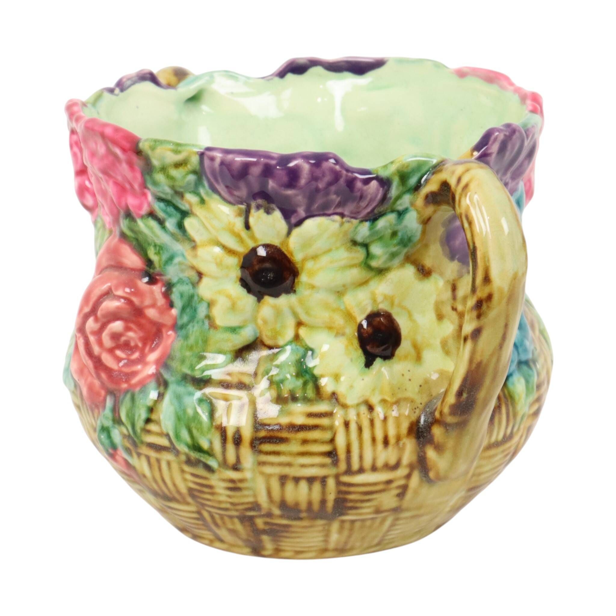 Colorful Art Nouveau Majolica Flowerpot / Cache-pot France