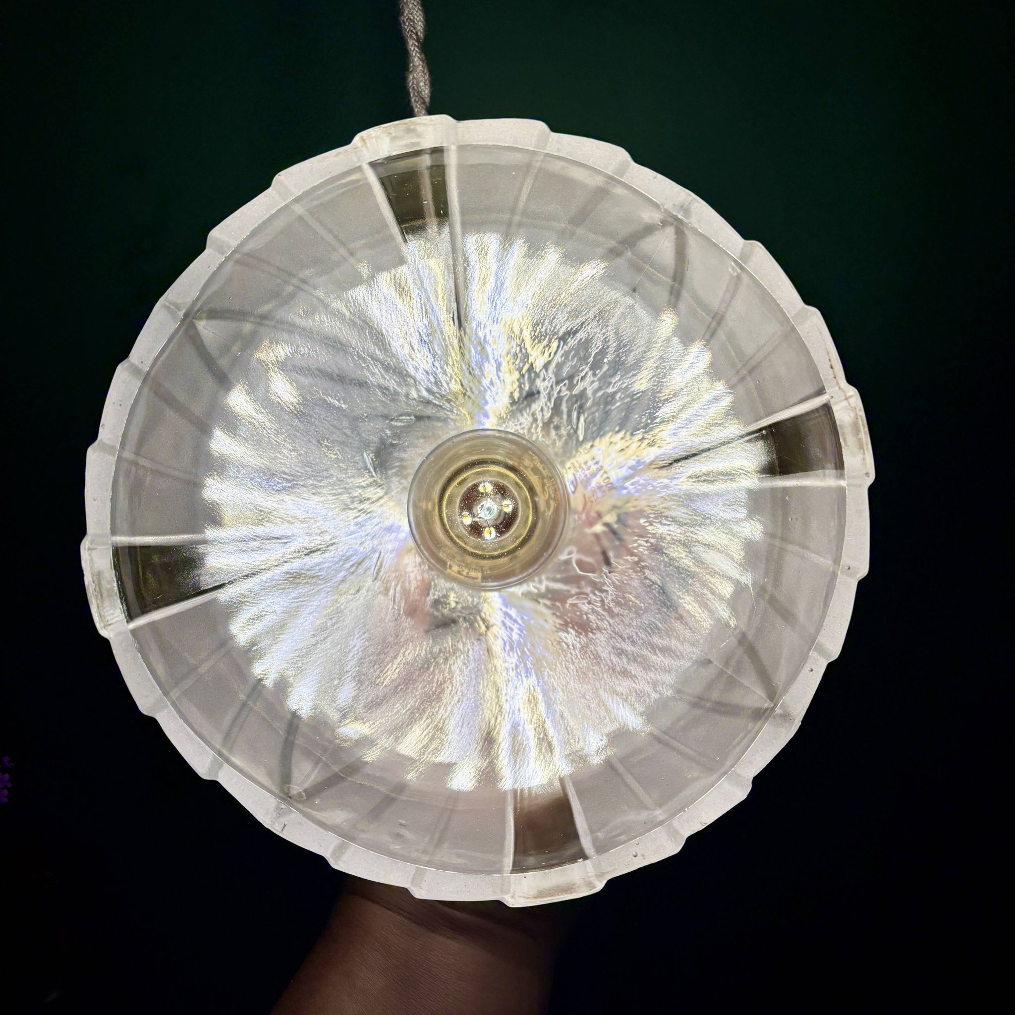 Vintage art deco frosted glass lampshade pendant light