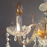 Lustre italien à 6 branches en or et cristal