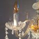 Lustre italien à 6 branches en or et cristal