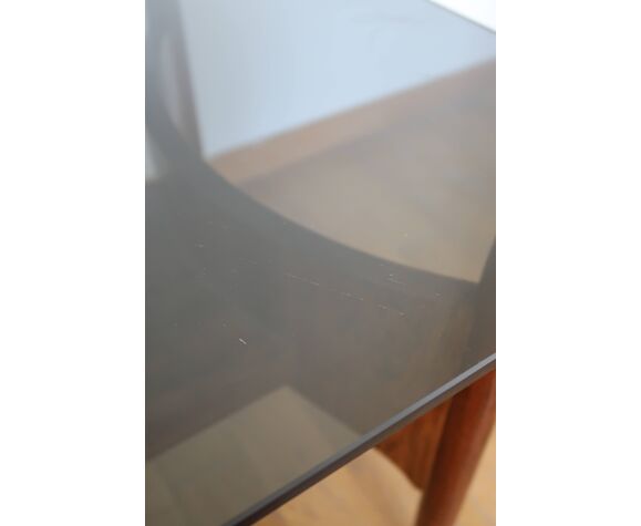 Danish coffee table teak smoked glass