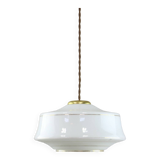 Mid-century italian brass and opaline pendant lamp