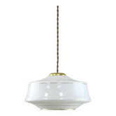Mid-century italian brass and opaline pendant lamp