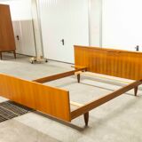 Scandinavian teak bed 1960 140x190 with table and light