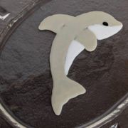 Vintage Murano glass serving platter with dolphin decoration, Italy, 1980s.