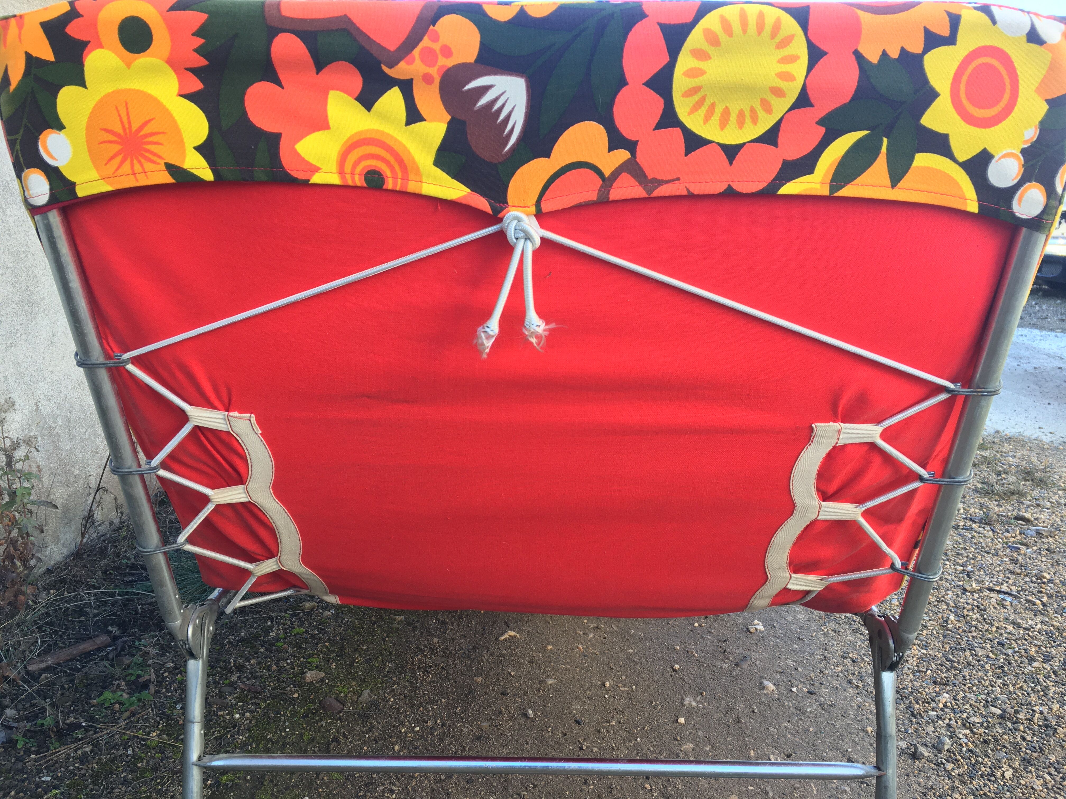 Flower sunbed long chair, vintage 70s, folding