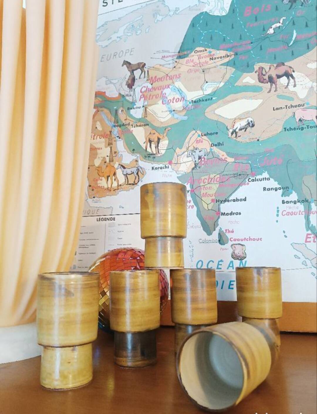 6 vintage stoneware mazagrans