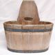 Tub / seille in laid, old swiss wooden cache pot planter, savoie