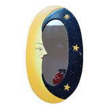 MIROIR LUNE EN BOIS / OVALE / JAUNE & NOIR