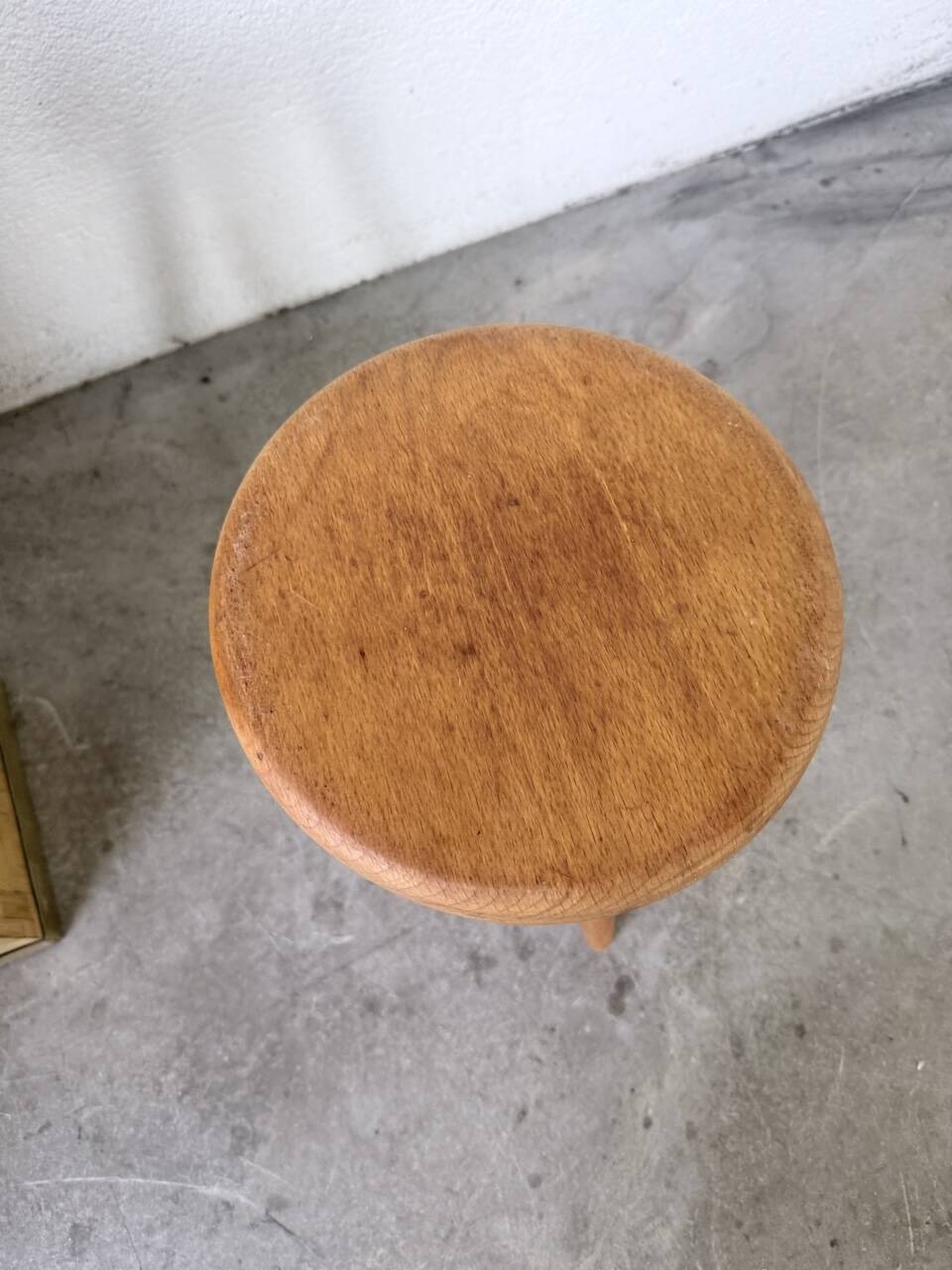 Golden oak tripod stool