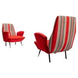 Set of 2 Italian disco chairs in original tapestry 1960s