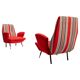 Set of 2 Italian disco chairs in original tapestry 1960s