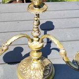 Chandelier 3 arms bronze old gold patinated