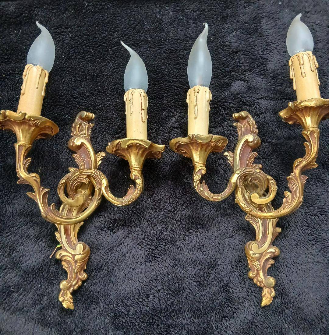Pair of wall lights in louis xv style - bronze - 32 cm
