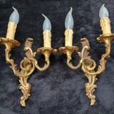 Pair of wall lights in louis xv style - bronze - 32 cm