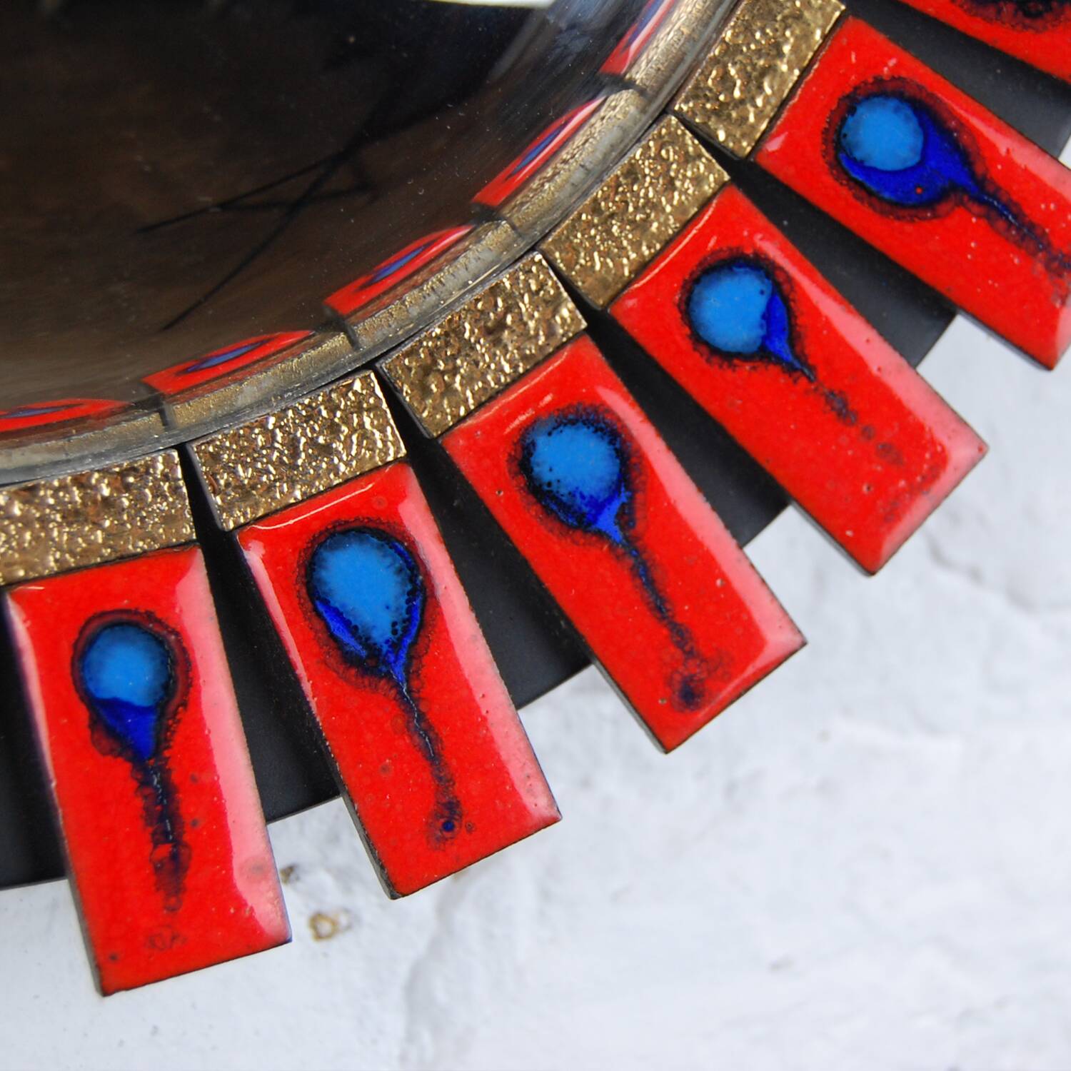 Vintage convex & ceramic sun mirror