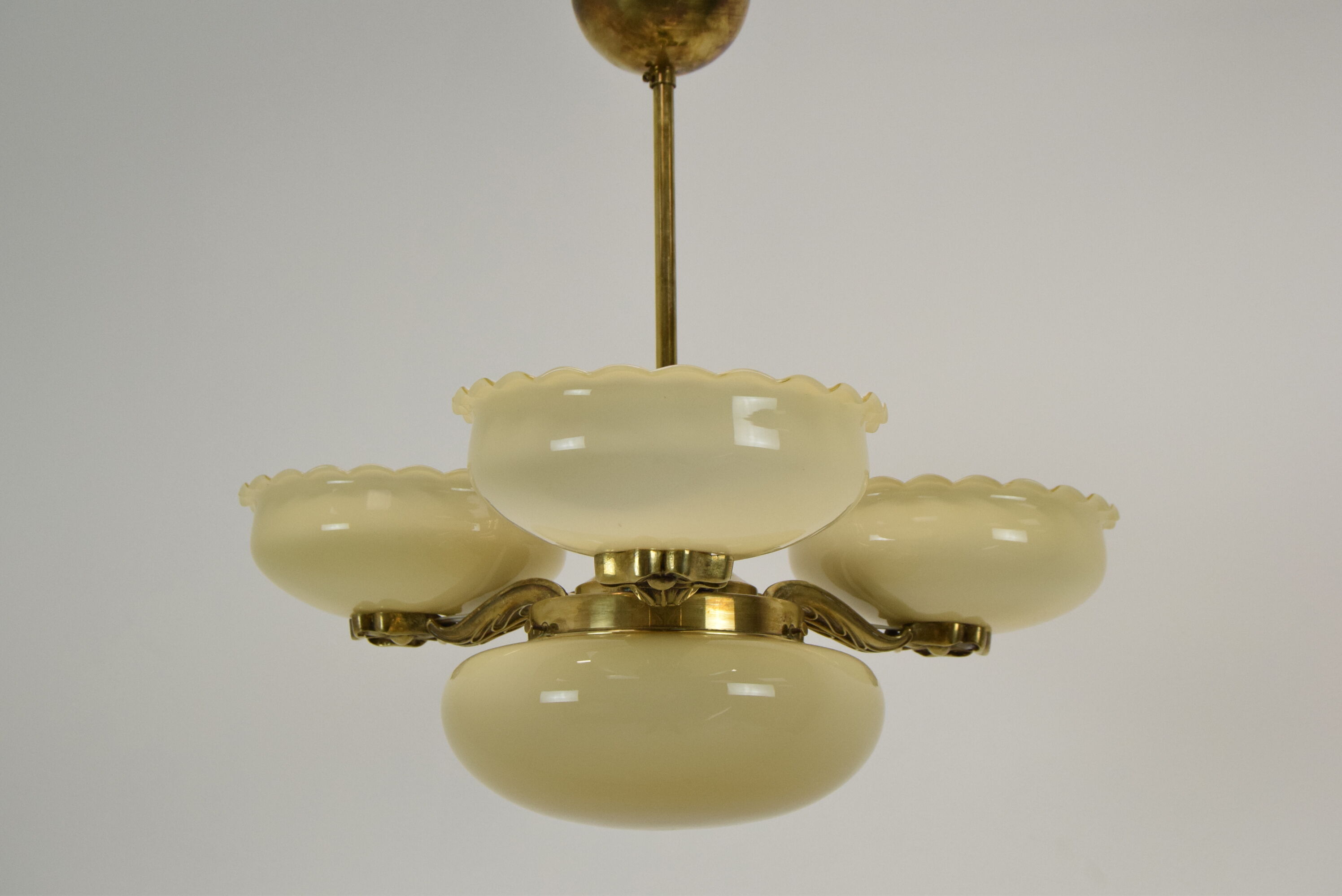 Art deco rare Brass Chandelier,1930's.