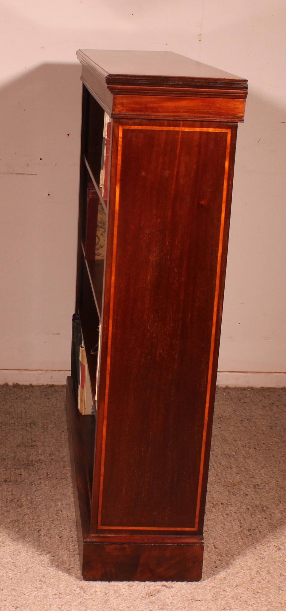 open mahogany library with inlays - 19th century