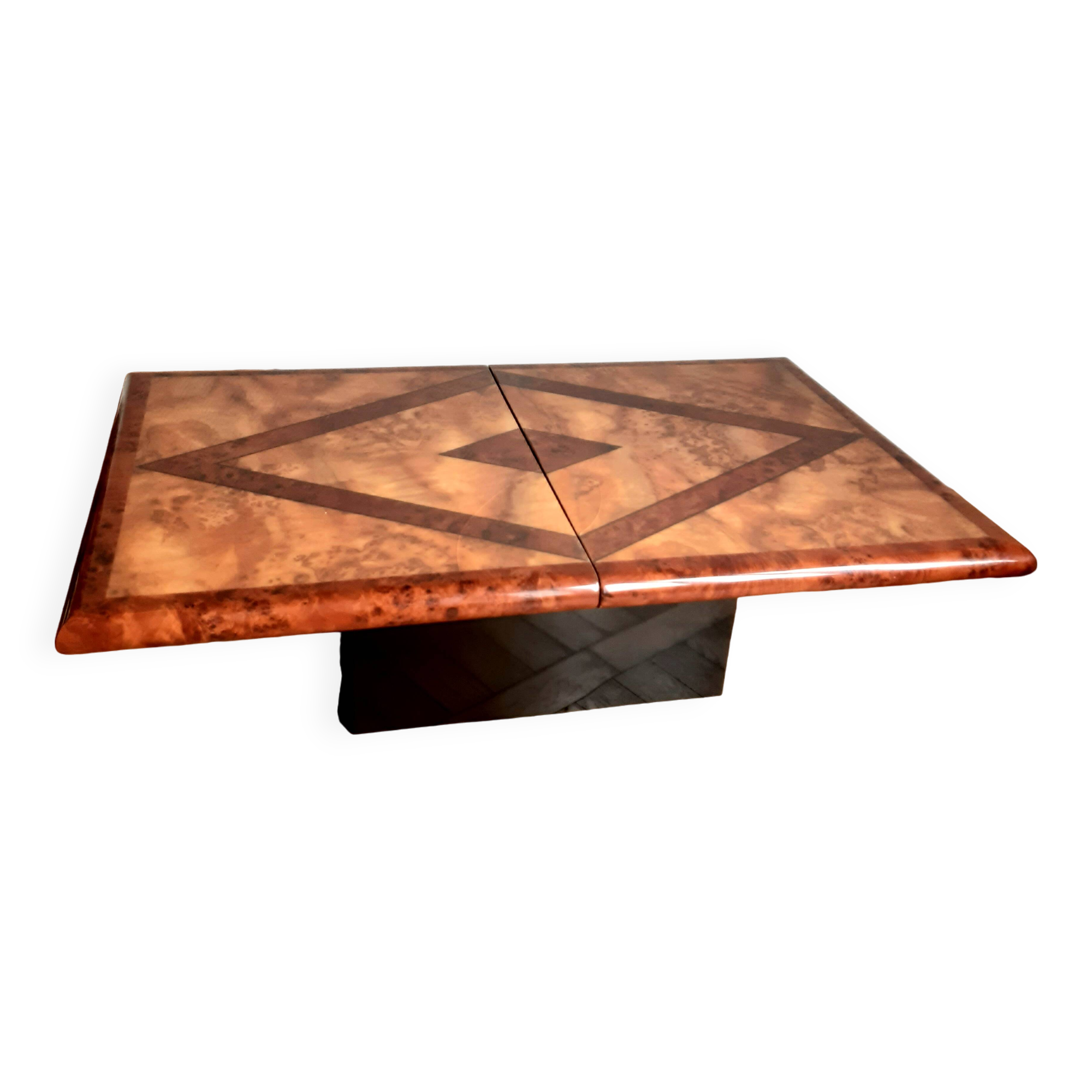 1970s Elm Burl Bar Coffee Table