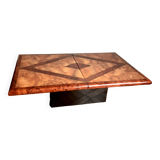 Table basse bar en loupe d'orme 1970