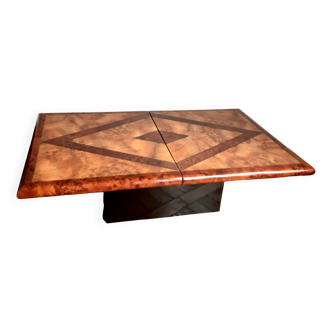 Table basse bar en loupe d'orme 1970