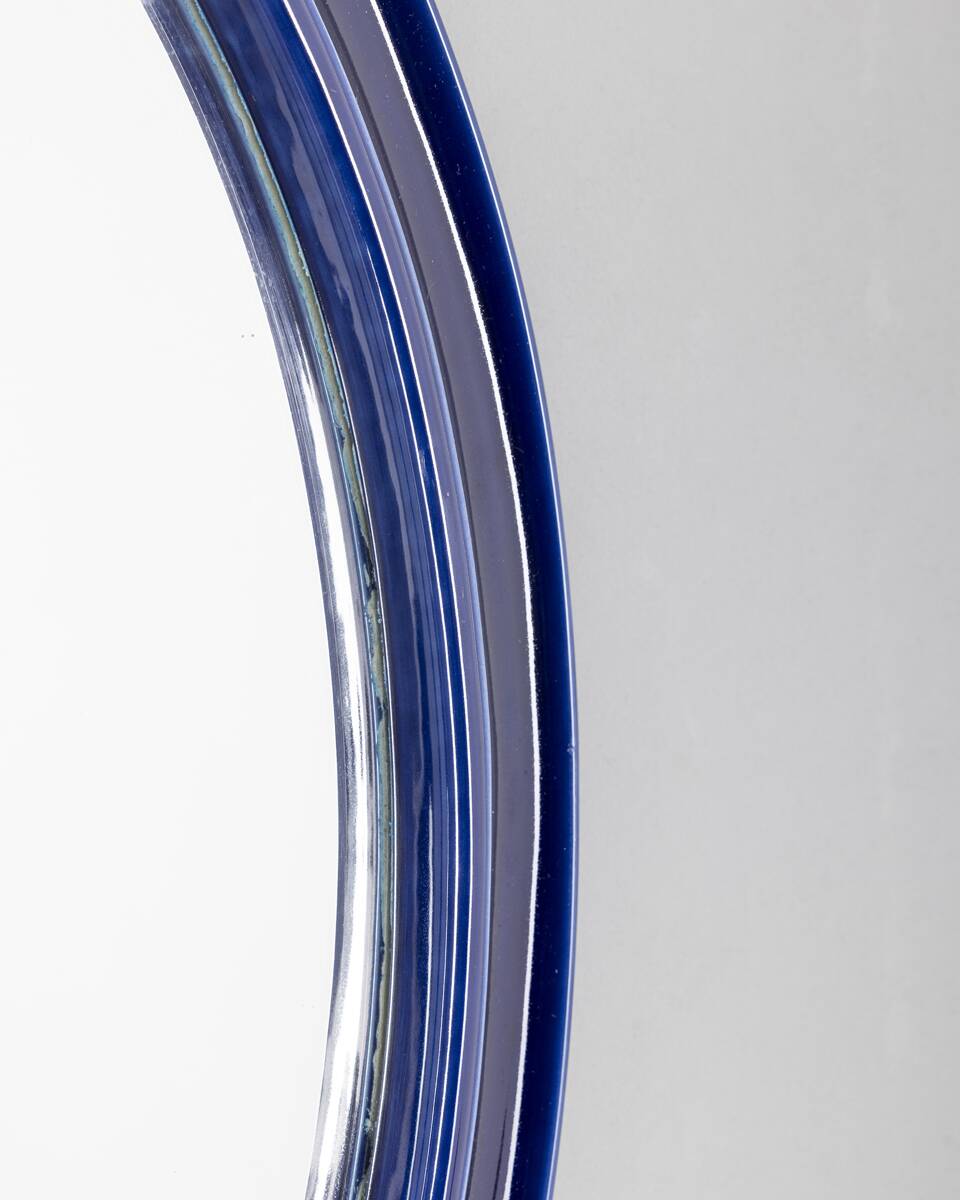 Vintage 1970s blue ceramic wall mirror Italian design