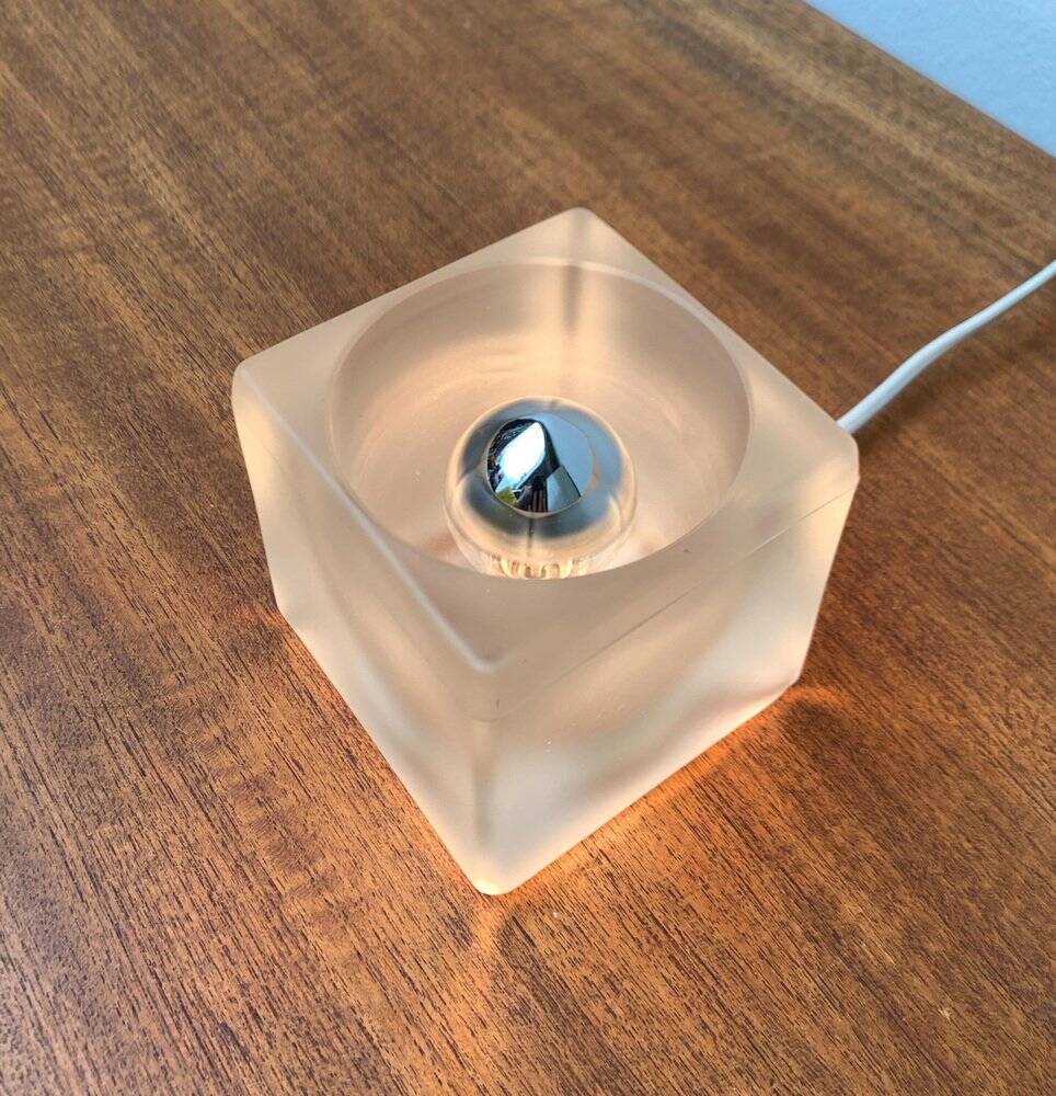 Vintage German glass cube table lamp TA 14 by Peill & Putzler, 1970s.
