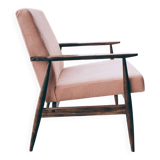 Vintage salmon red armchair, modern design by H.Lis