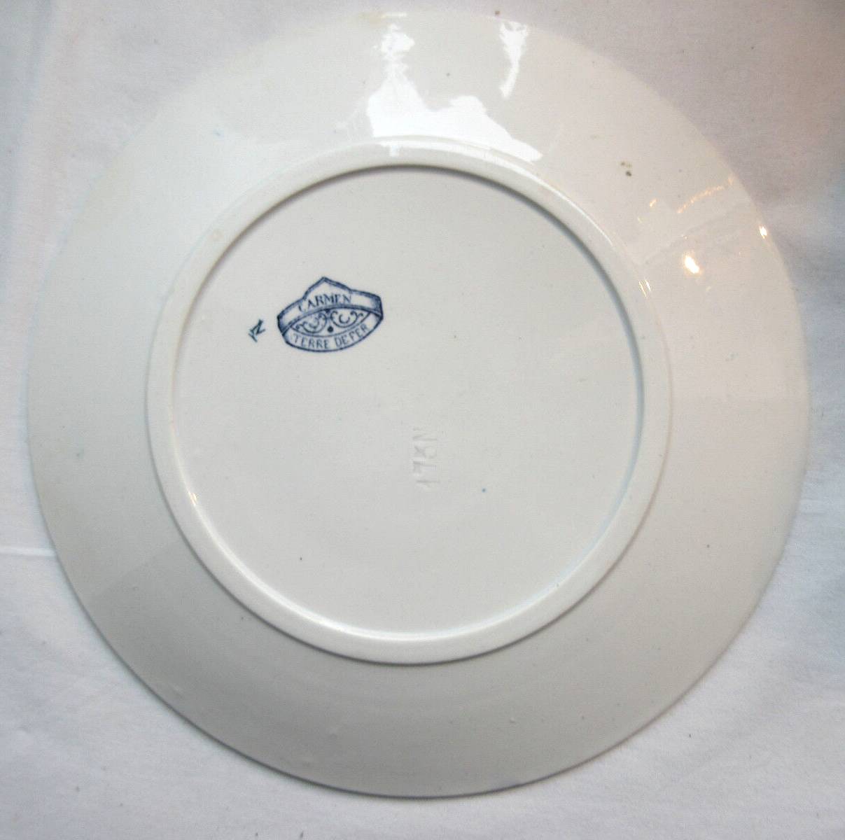 Terre de Fer dessert plate, Carmen de Sarreguemines: Flowers & Dragonfly, N5