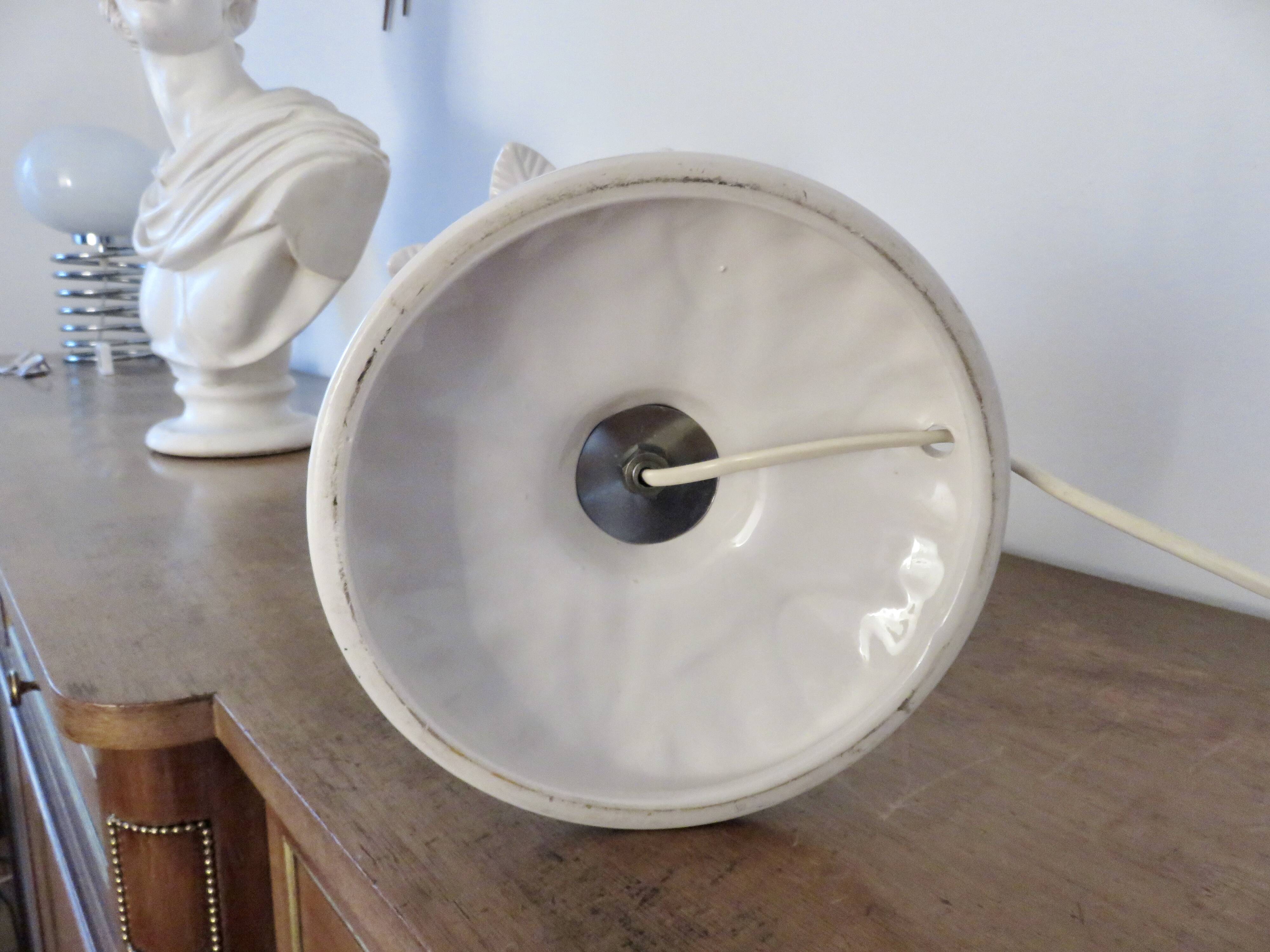 Grande lampe palmier, Italy, en céramique blanche, années 60