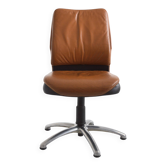 Vintage 1980s leather swivel office chair