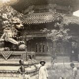 Old photography stereo, stereograph, luxury albumine 1903 Lama Temple, Beijing, China