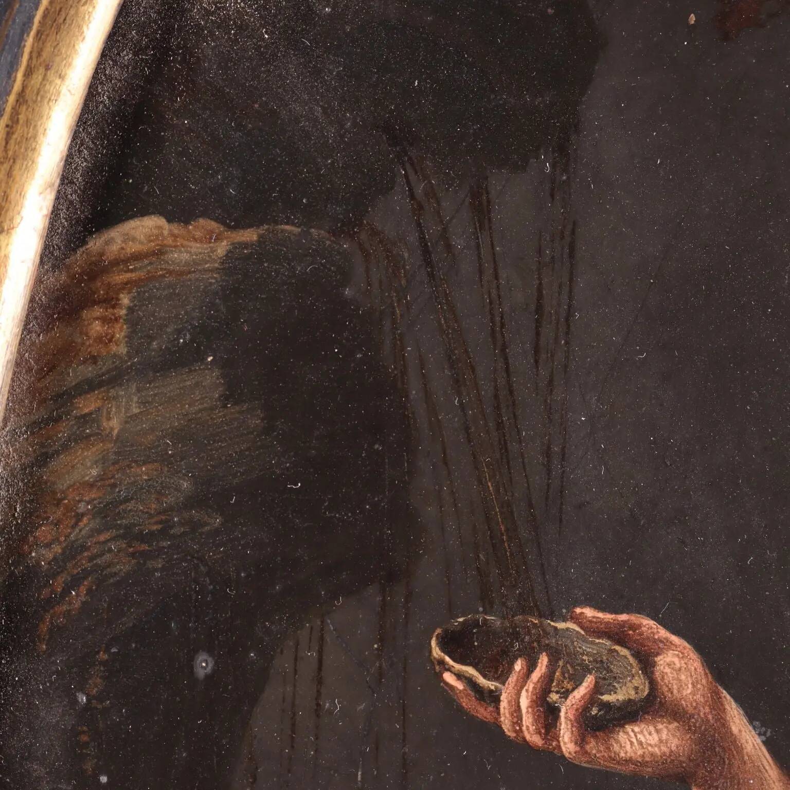 Paire de peintures anciennes sur ardoise, sujet religieux, XVIIe siècle