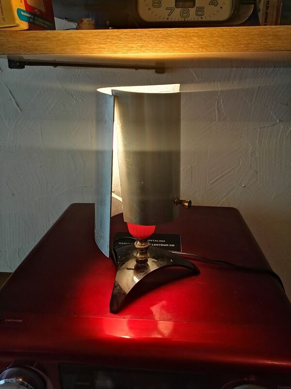 Lampe  chevet bureau style guariche rockabilly acier brosse 1960