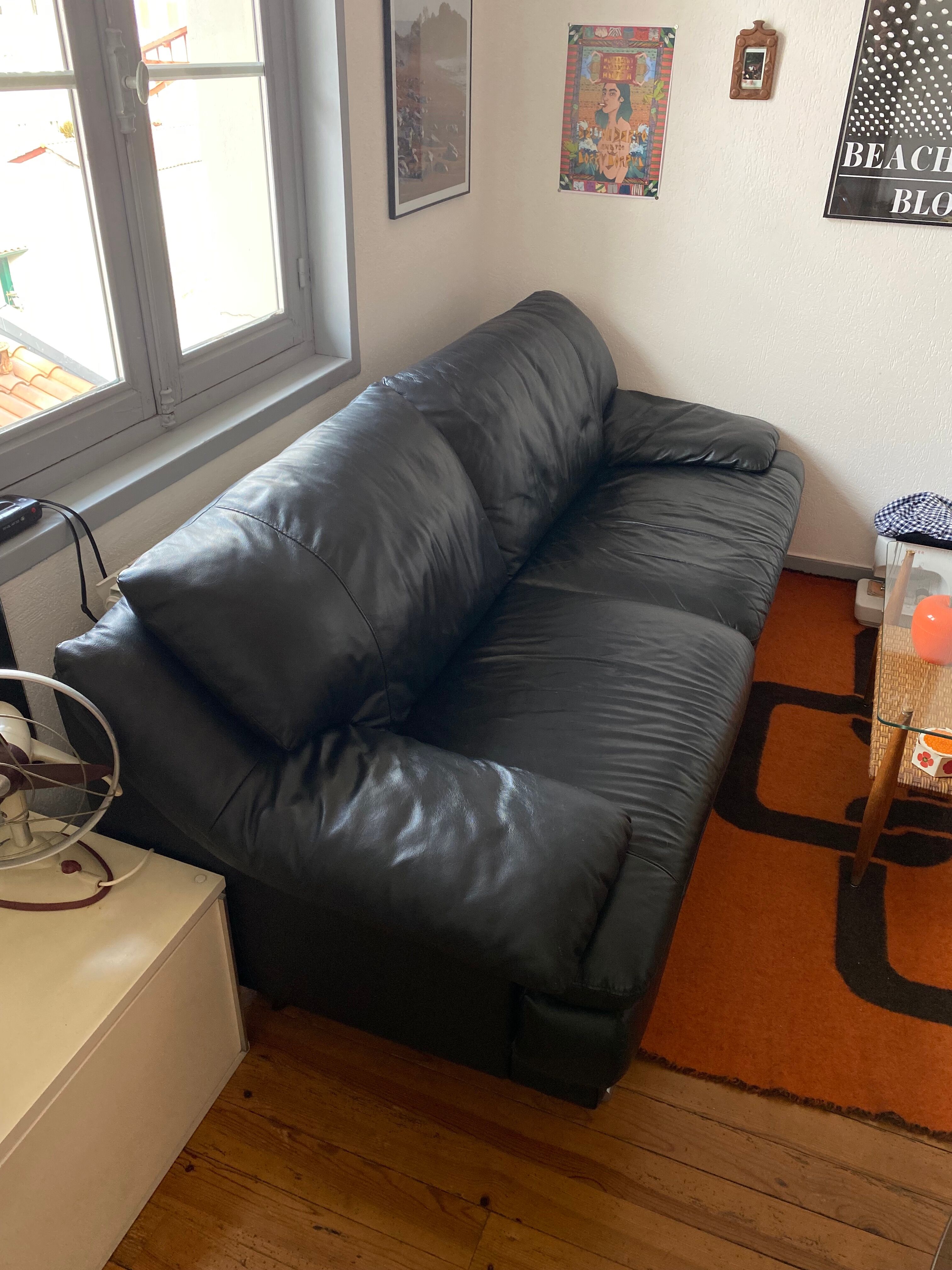 Vintage 3-seater leather sofa