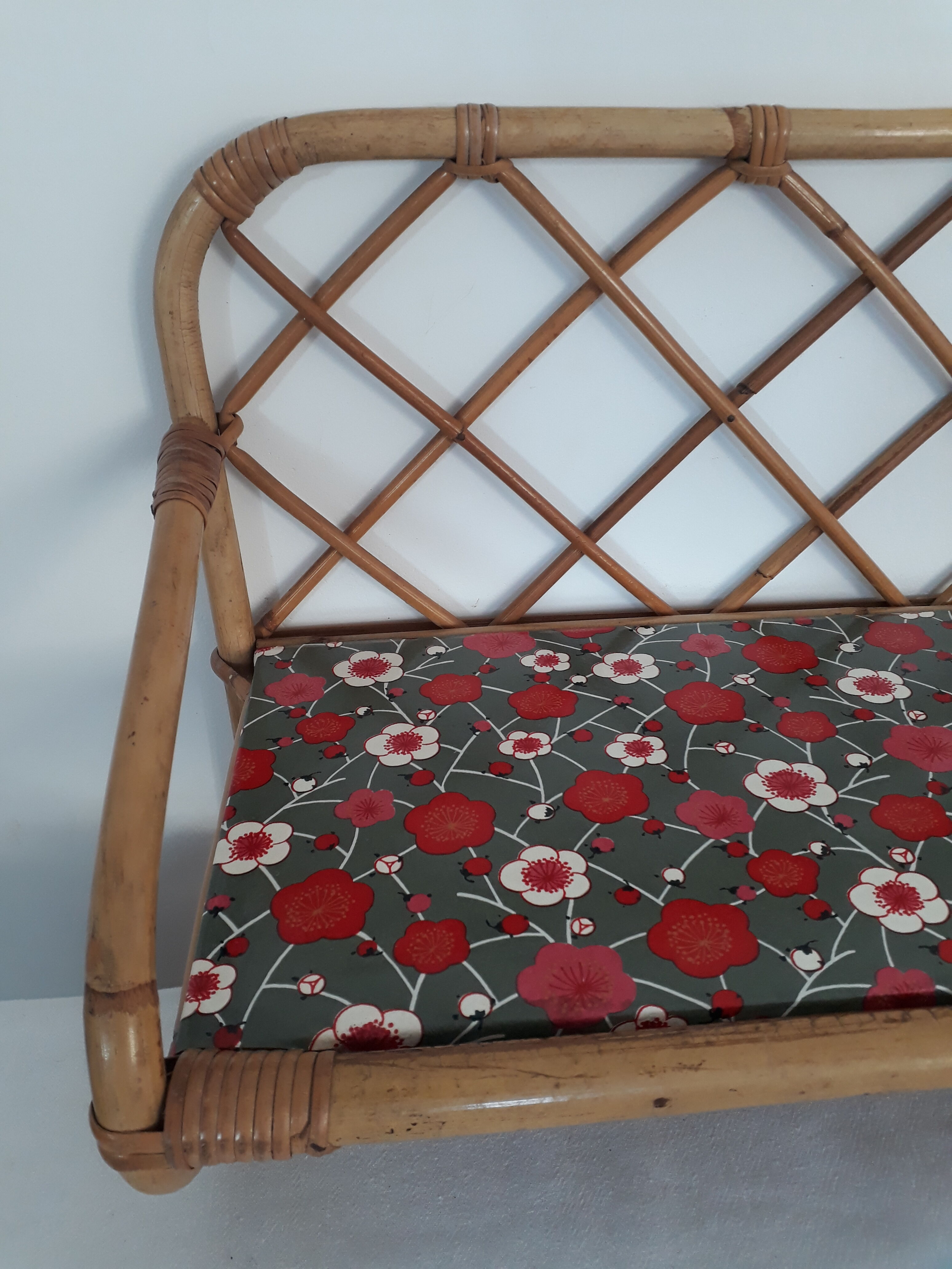 Wall rattan wicker vintage shelf  60s/70s