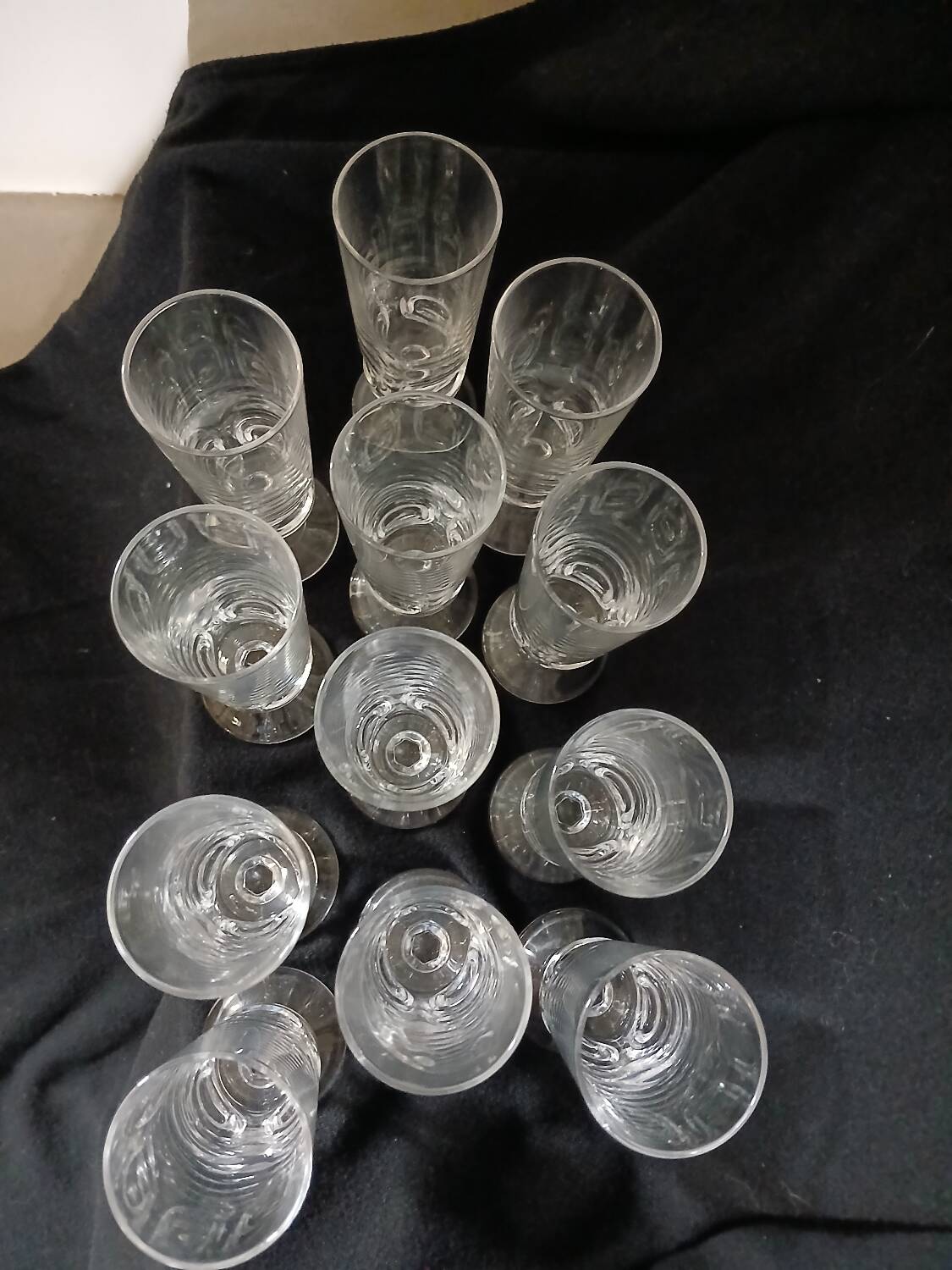 12 antique crystal champagne flutes