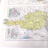 Carte ancienne Autriche Tchécoslovaquie Hongrie 43x43cm de 1950