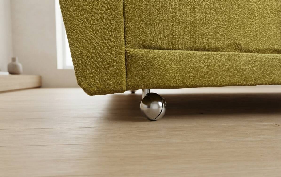 Canapé-lit pliant des années 50, 3 places en tissu moutarde / olive, Tchécoslovaquie, 208 × 100 × 65 cm