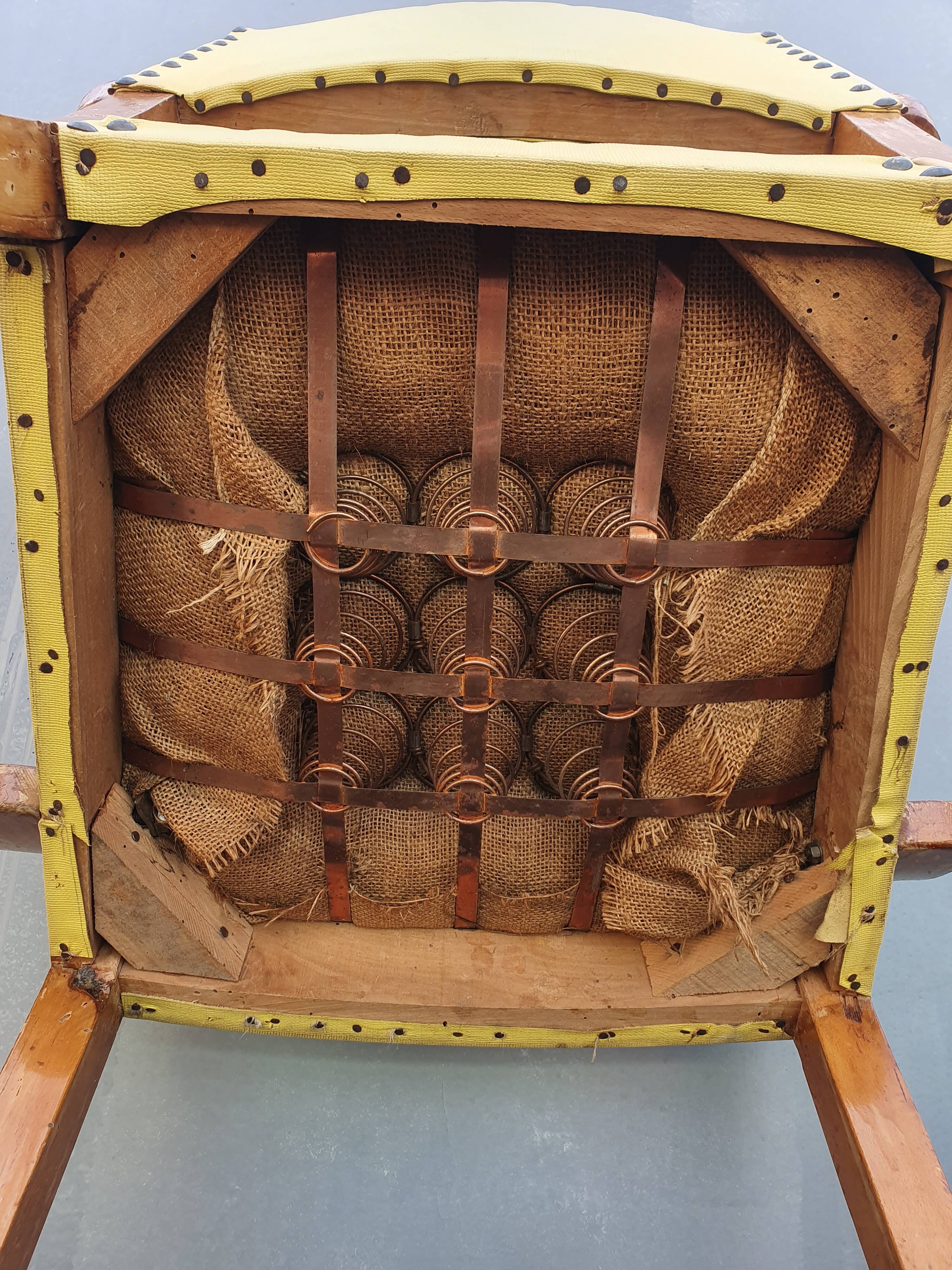 Yellow skai armchair