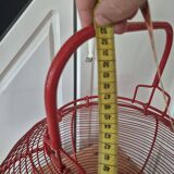 very large vintage red metal basket with handle