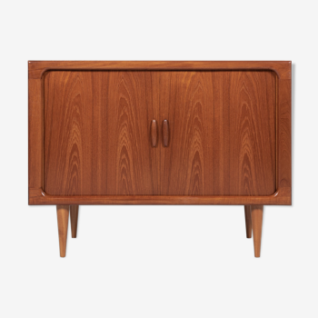 Midcentury Danish cabinet with rolling doors in teak by Dyrlund 1960s