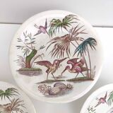 Three porcelain potters decoration heron and bamboo