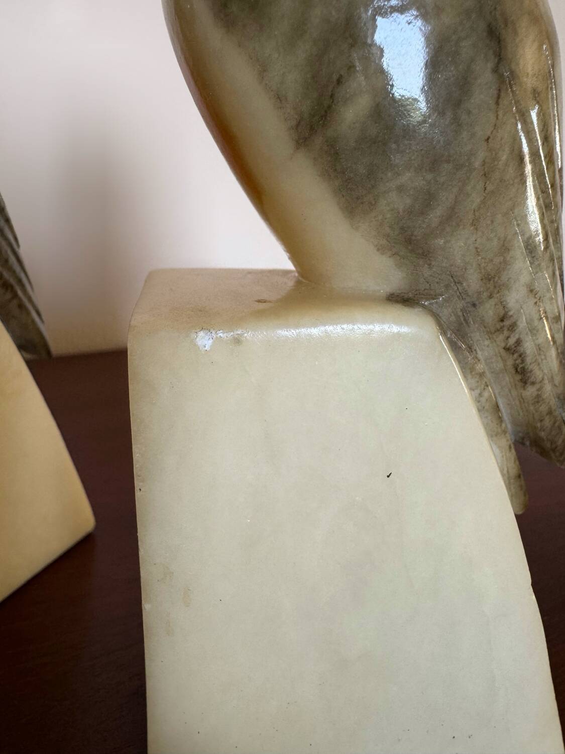 Serre livres hiboux albâtre années 50