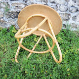 Old armchair & table for children in rattan