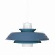 Glass Vos Belysning Danish design pendant hanging lamp with blue shades