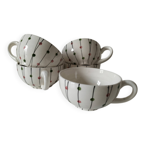 Ensemble 5 tasses vintage Schramberg – décor « Sonja » années 1950